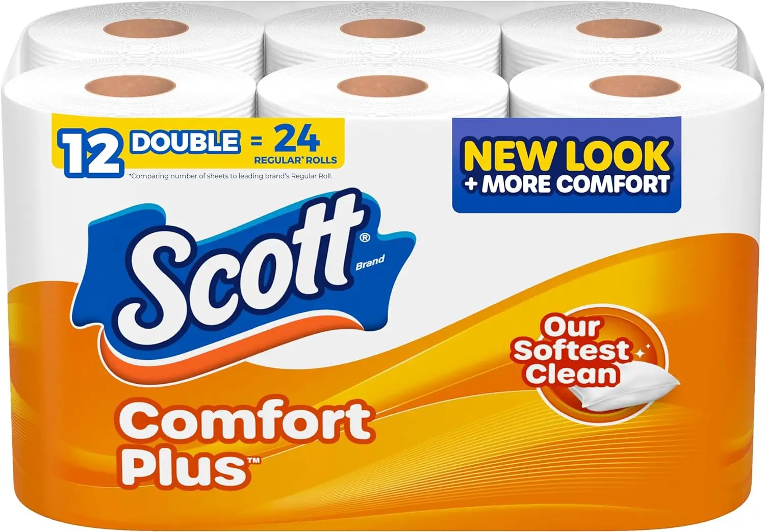 Comfort Plus 12-Pack Jumbo Rolls 1-Ply Toilet Paper 231 Sheets per Roll Septic-Safe 3 Ply Pulp Material