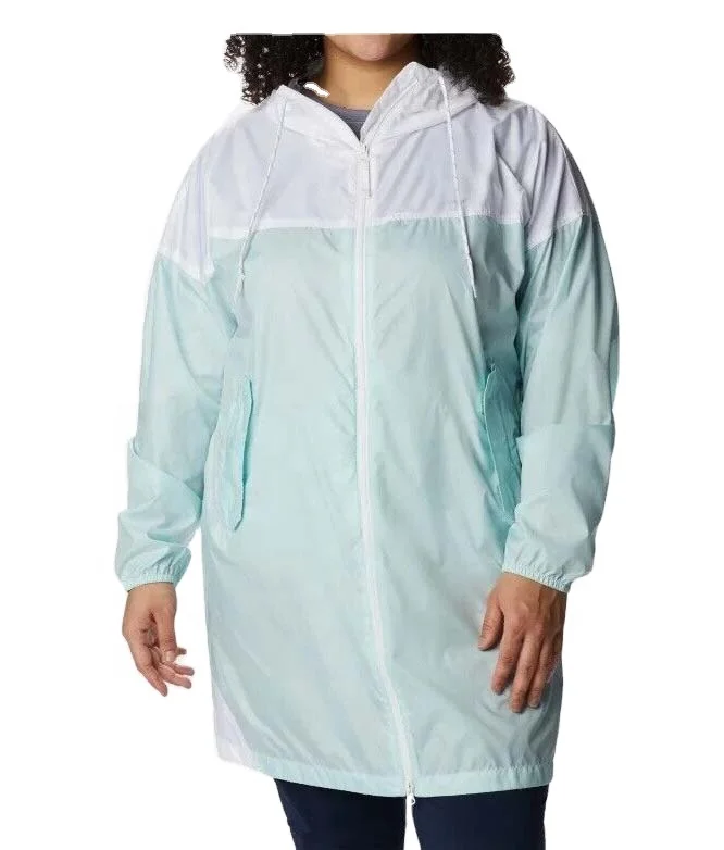 Men Women Water Resistance Front High Quality Zipper Active Hooded Long Body Windbreaker Jacket