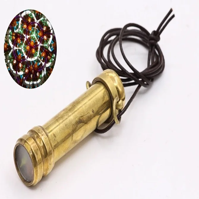 RII Handmade Lampwork Glass Beads Kaleidoscope Pendant Brass Mini Teleidoscope/Kaleidoscope Necklace Kaleidoscope Kit Gift Idea