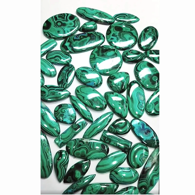 43 Pcs Natural Malachite 30mm to 50mm Oval marquise Round baguette Cabochon 2550 cts lot Iroc sales High quality stone US$112
