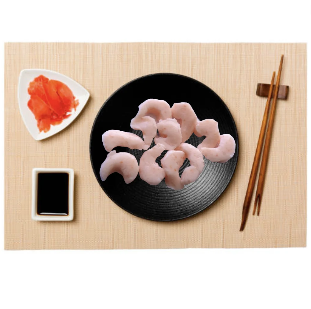 Dishes topping OEM HACCP Japan Frozen SEMI-PROCESSED IMITATION SOFT SHRIMP Vietnam factory Vacuum pack 500g For toothless people