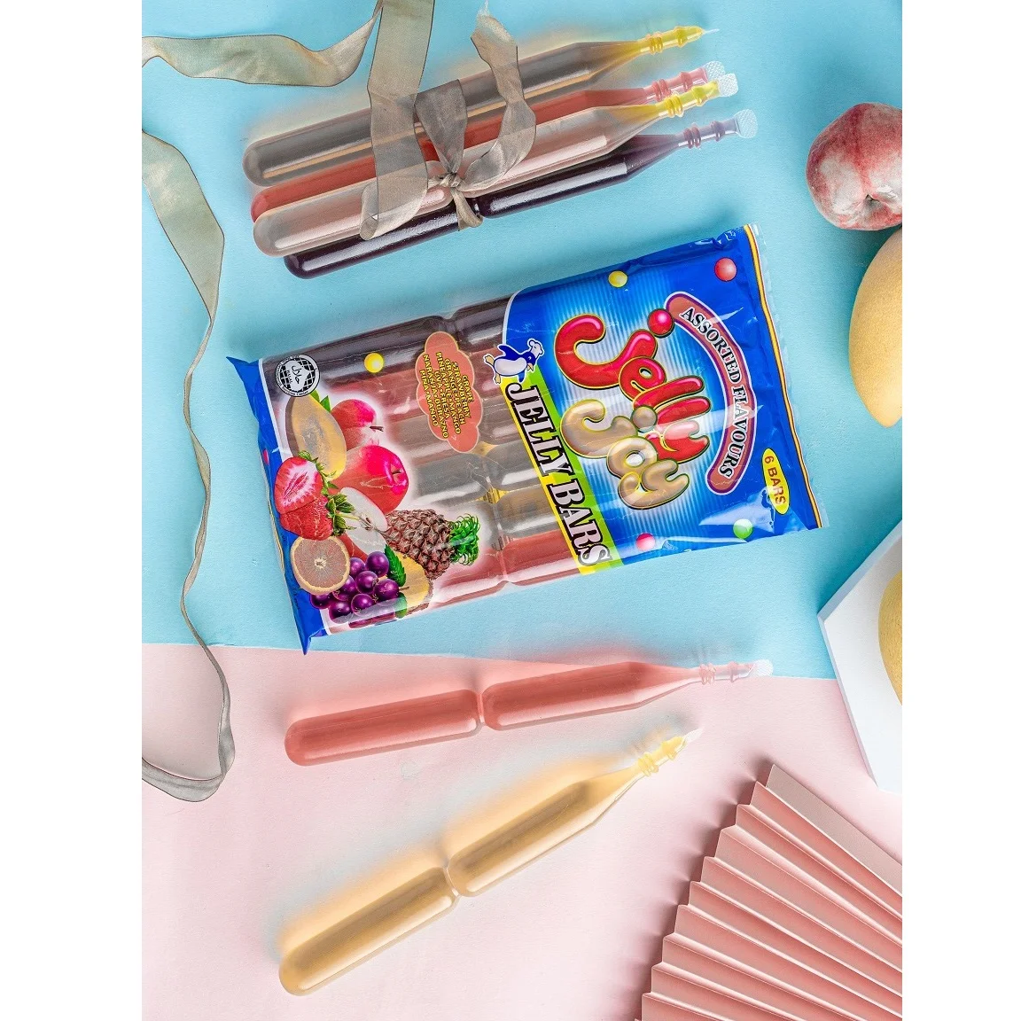Low-Carb Pudding Children Snack Pouch Bulk Fruity Dessert Drink Jelly Joy Jelly Bars Stick 85gm x 6 Bars x 20 Bags
