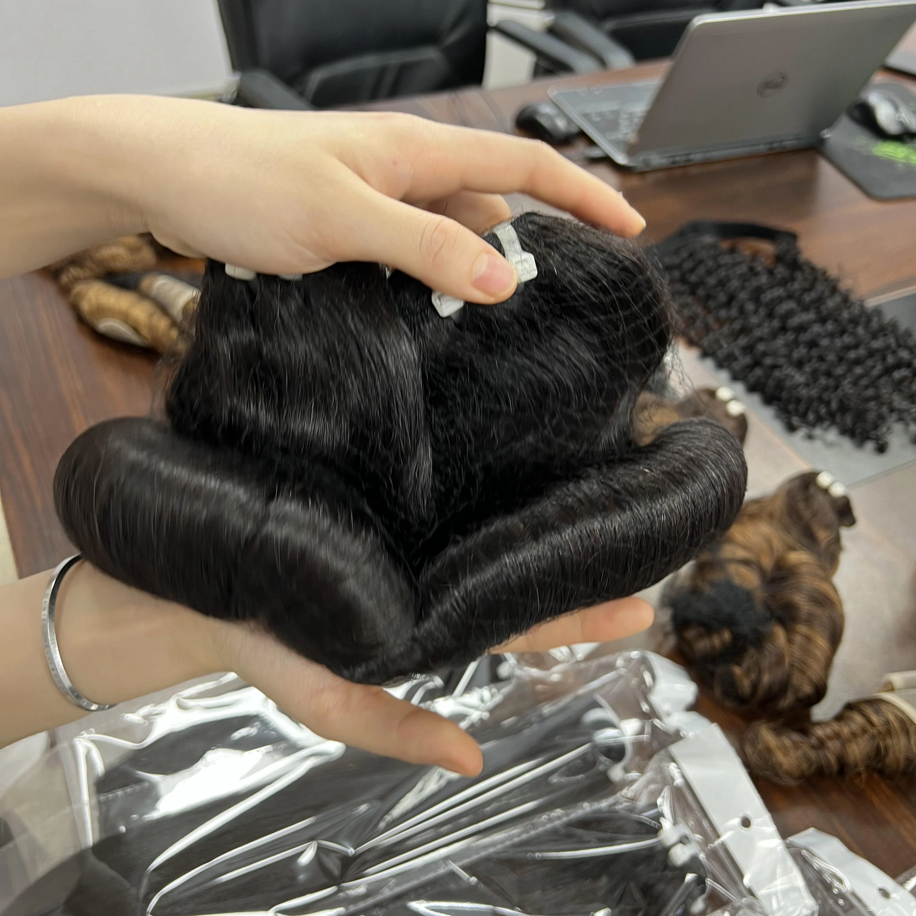 Best Quality 100% Natural  Virgin Viet Nam egg Curls Bouncy Curly Extensions Wholesale wefts grade 12A
