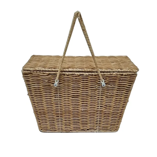 Handicraft Wicker BSCI woven cheap home derco price factory office coffee shop natural rattan storage picnic basket with lid