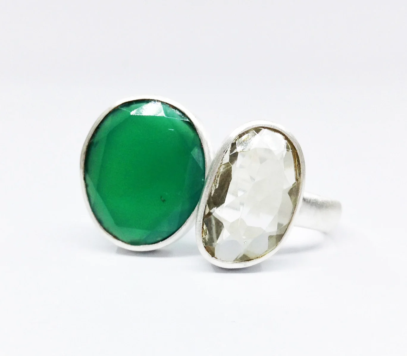 Sterling Silver 925 Green Onyx Amethyst Gemstone Cheap Vintage Style Ladies Wear Big Stone Silver Rings