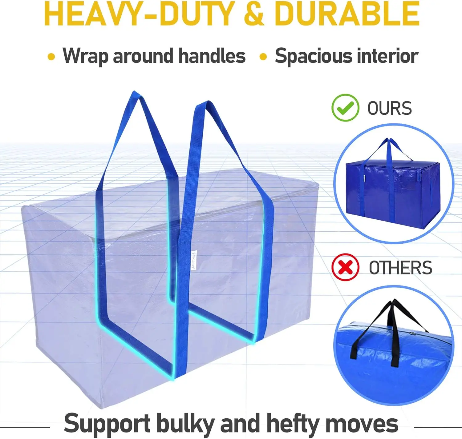Wholesale 6 Pack Extra Large Moving Bags with Zippers & Carrying Handles Heavy-Duty Storage Tote for Space Saving Moving Storage