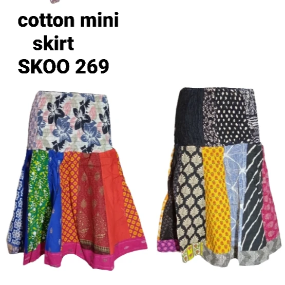 Indian Boho Stylish Multi Color Printed Cotton Mini Sexy Skirt For Summer Wear Comfortable Skirt fashion