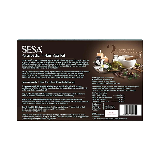 Sesa Ayurvedic Hair Spa Kit Vitaliser + Ayurvedic Shampoo + Hair Masque + Hair Lotion 100 gm