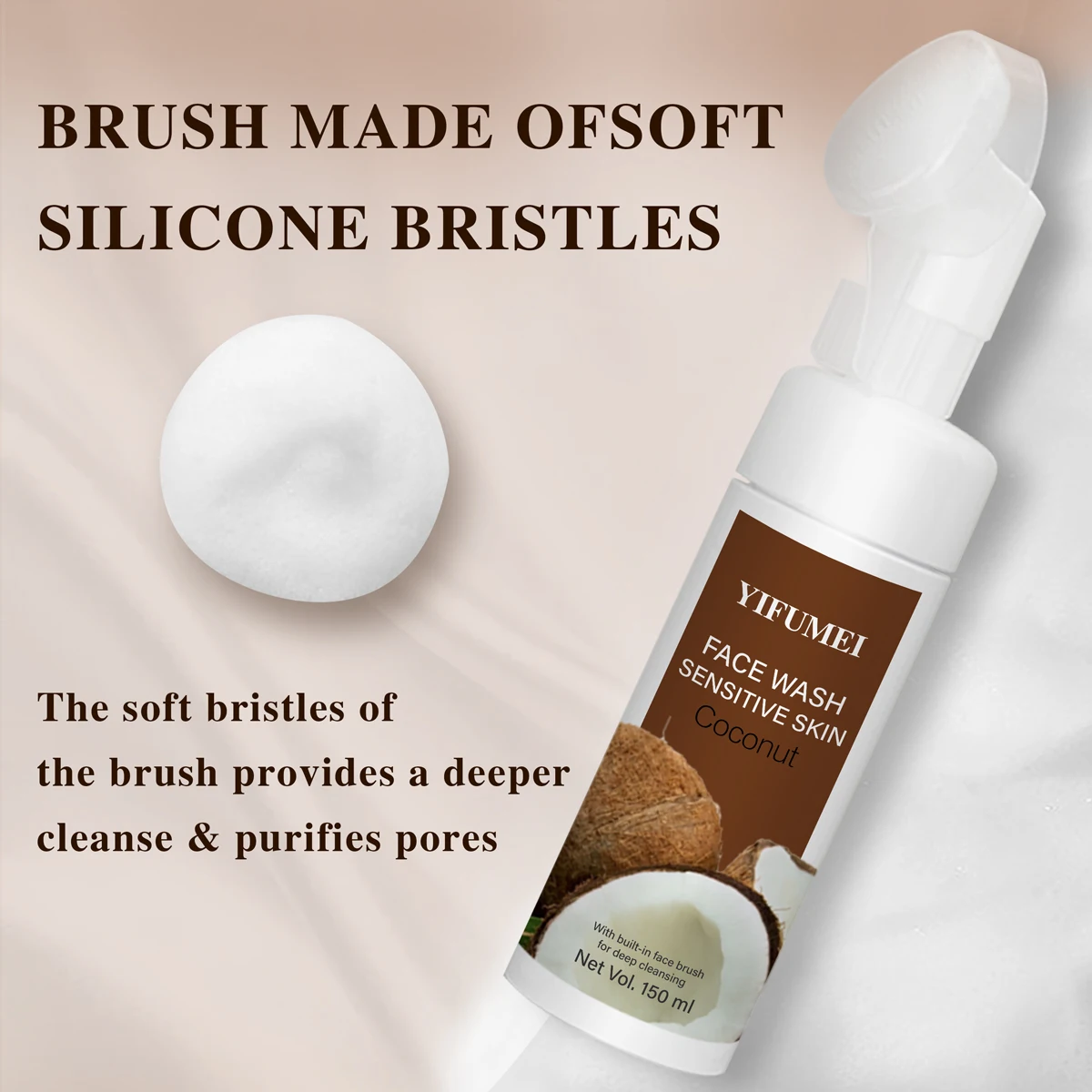 Private Label Coconut Moisturizing Balances Sensitive Skin Gentle Deep Cleaner Mousse Facial Cleanser