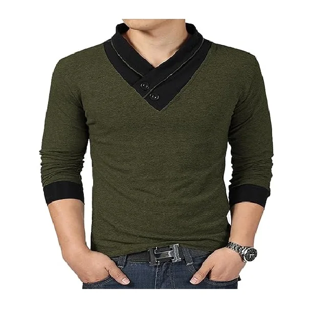 Export oriented size stylish  solid color long sleeve  V neck 100% cotton single jersey t-shirt  from  Bangladesh factory price