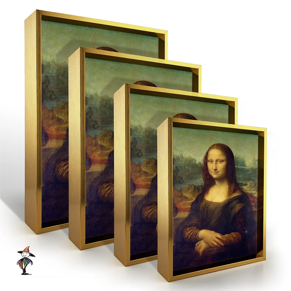 Hot Selling Fashion Home Decor Tabletop Artwork Golden Aluminium Photo Frame Photo Block for Photo Wall