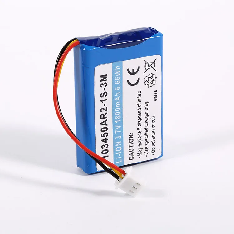 Li ion battery 103450AR2 cell 3.7V 1800mAh lithium li ion led flash light IOT battery pack