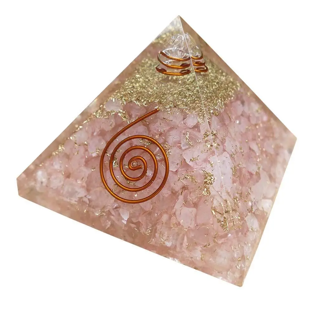 beautiful orgone pyramid gemstone Rose flower of Life Pink natural love OEM customization pyramid from crystals supply india