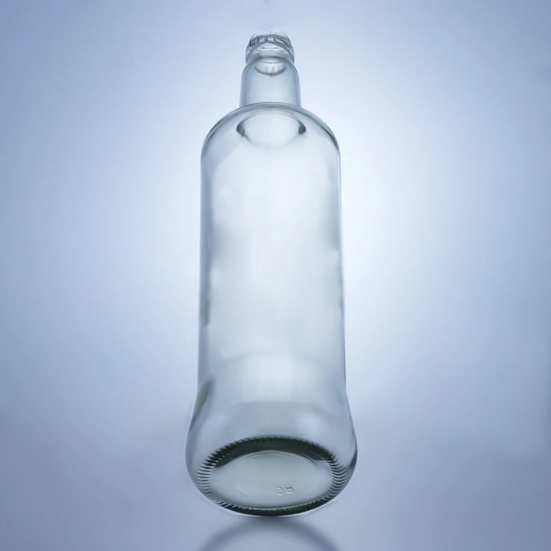750 ml transparent round whiskey rum vodka glass bottle with aluminum teeth cap accepts customization label color