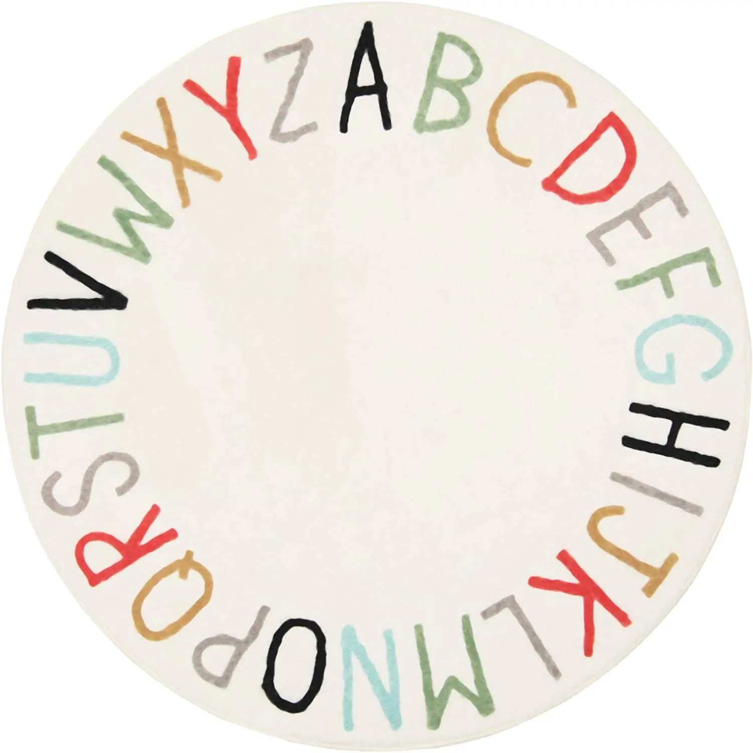 Round ABC Kids Carpet Children Educational Learn Fun Rug Hand Woven Alphabet Baby Crawling Mat Activity Centerpiece Play Mat
