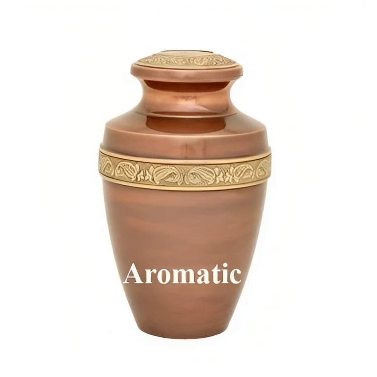 Antique Metal Urn for Adult Human Ashes Banded Brass Cremation Funeral Urn Top Leading Design for Memorial Storage