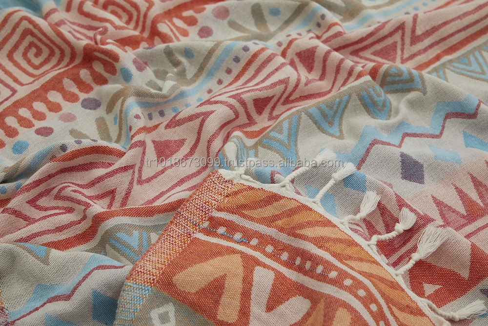 Wholesale Turkish Hammam Beach Towel kikoy 100% Cotton Peshtamal pestamal pestemal Hamam pestemal Towels Fouta Jacquard