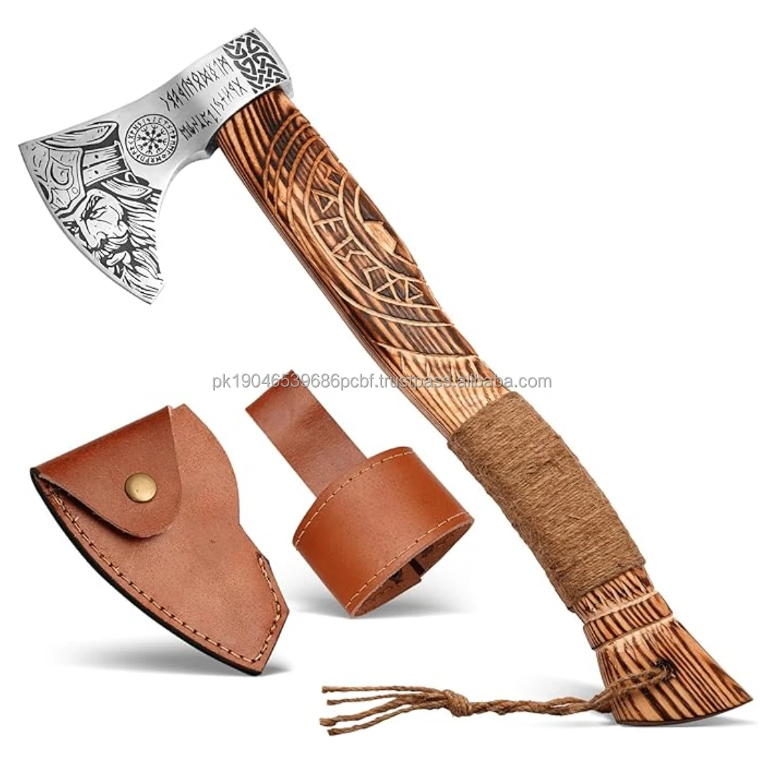 Viking Axe OEM Hatchet Carbon Steel Axe Head With Leather Sheath Tomahawk Industrial Grade Brand Axes Wholesalers Offer Bulk Buy