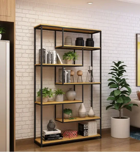 6 Tier Bookshelf Shelves Bookcase combine with metal and wood display shelves for bedroom Vietnam manufacturer
