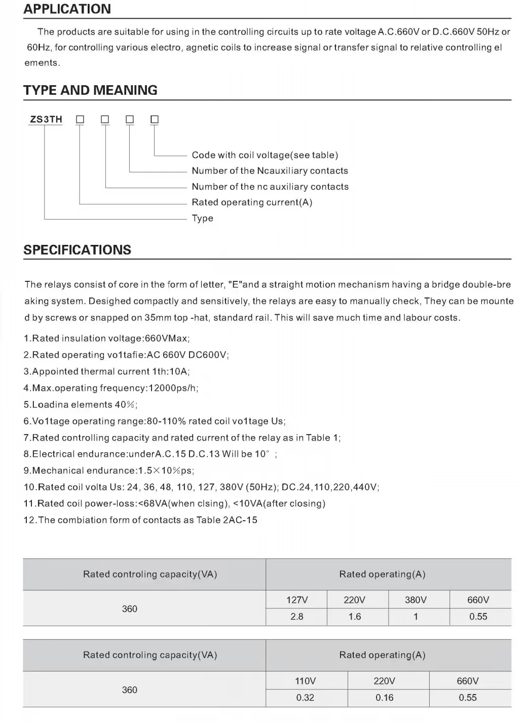 Wholesale of ZS3TH Series/CS3TH Series contactors 660V 50/60Hz with Auxiliary Contacts