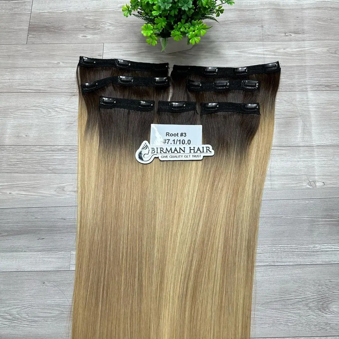 Luxury 100% Vietnamese Straight Human Hair Extensions High Quality Raw Hair Natural Color Thick Durable Wigs Clip-In Hair