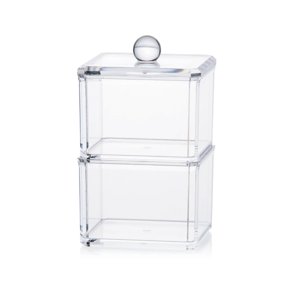 Manufacturers Provide Hot Sale Acrylic round cosmetic cotton storage tank Acrylic Cotton pad storage box Set of 2 with Lid