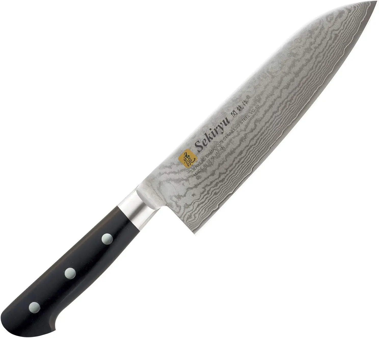 Японский поварский нож Sekiryu Santoku 180 мм VG-10 33 слоя из дамасской нержавеющей стали