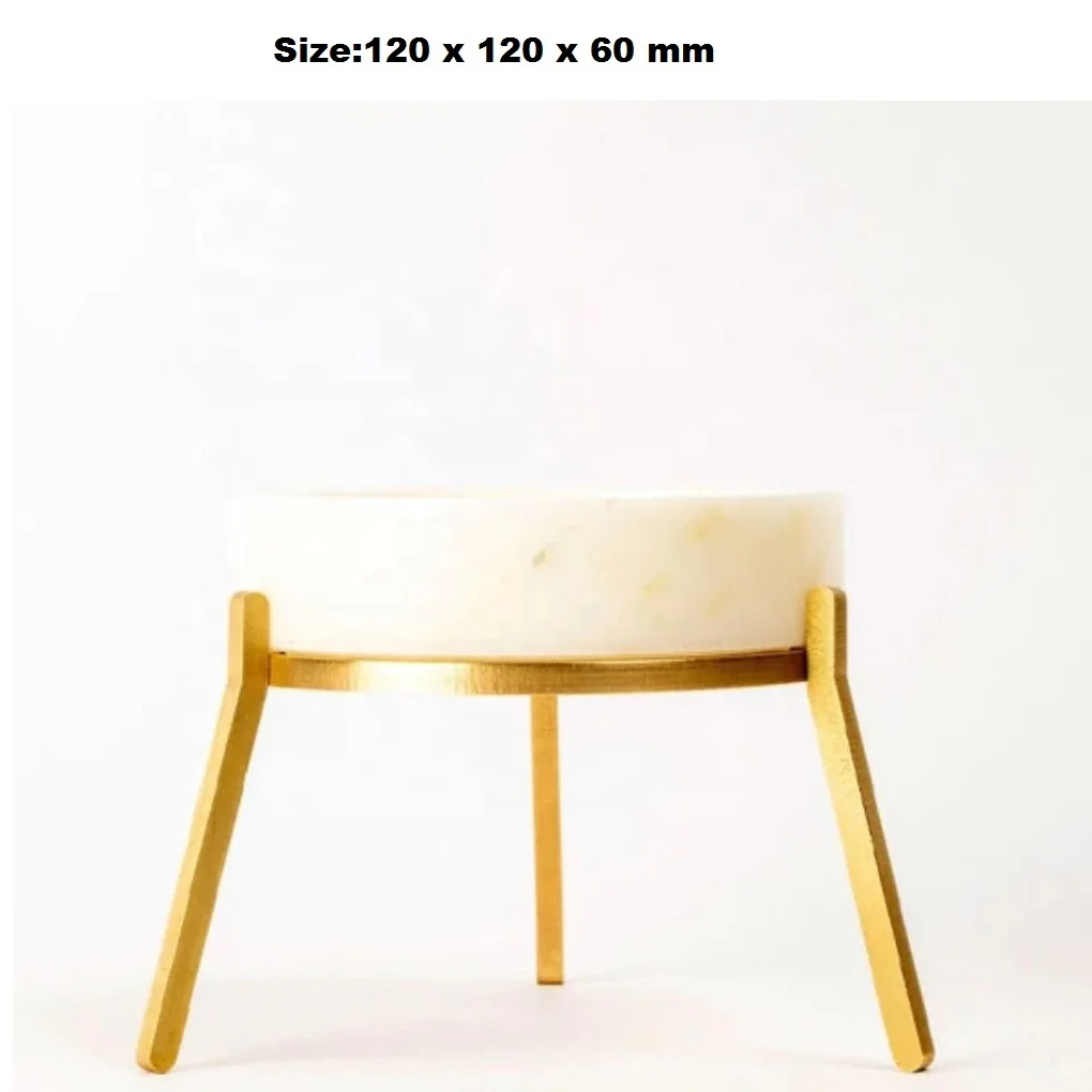 High On Demand Marble Top Candle Votive Holder With Three Metal Legs Eye-Catching Design Home Decoration Handmade Candle Stands