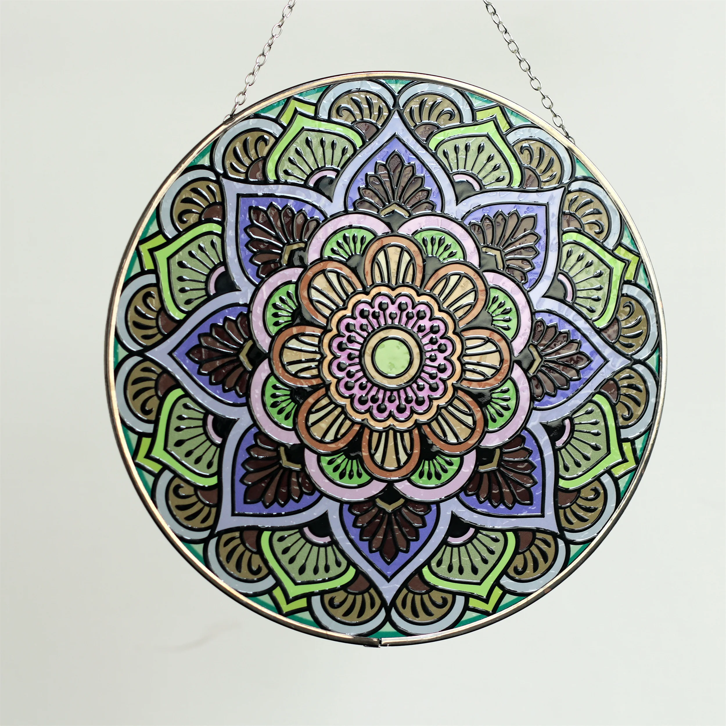 Vibrant Mandala Glass Sun Catcher - Perfect for Enhancing Natural Light in Your Home
