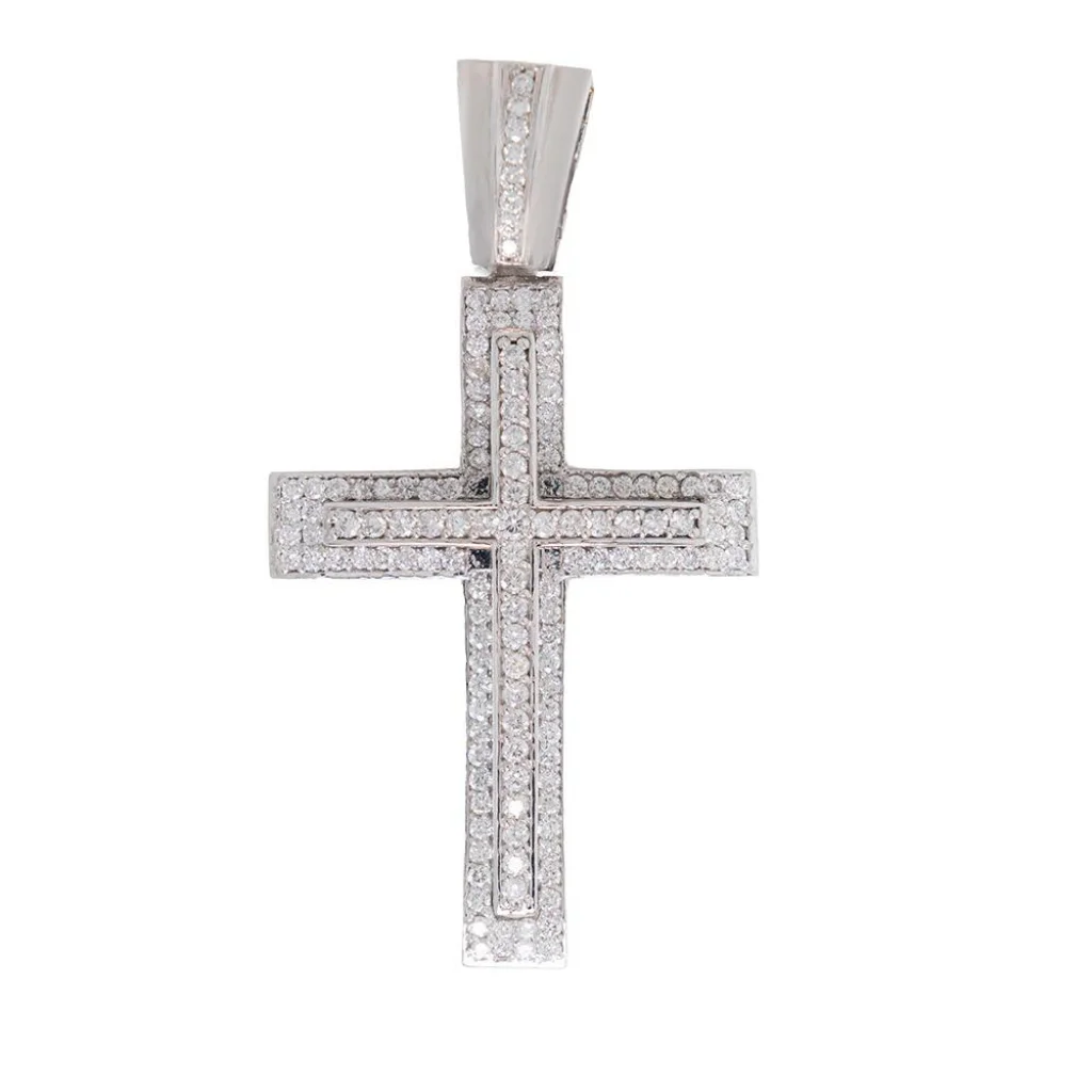 Fine Jewelry Custom 14K Gold Moissanite VVS Diamond Inner Balance Cross Crucifix Charm Pendants