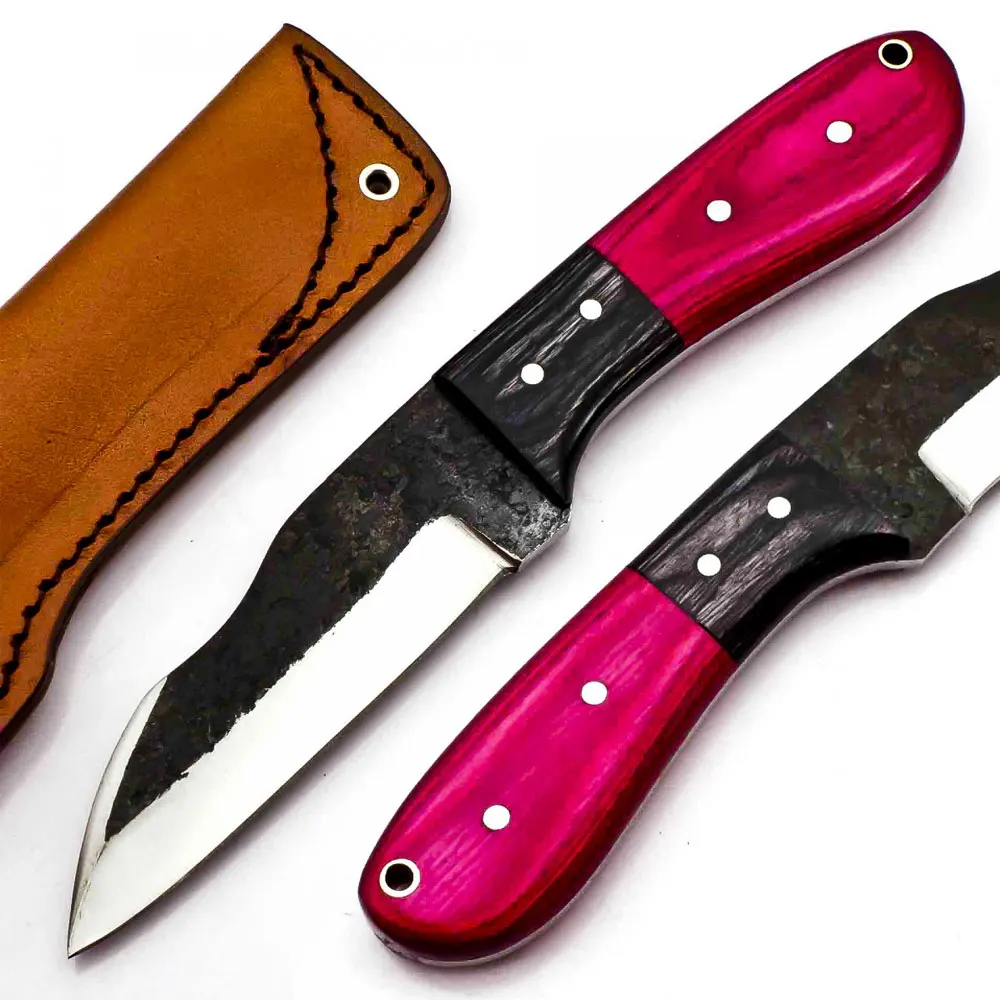 Custom New Design Handmade Outdoor Camping Hunting Skinner Knife / Fixed Blade Stainless Steel Hunting Knife With Leather Sheath