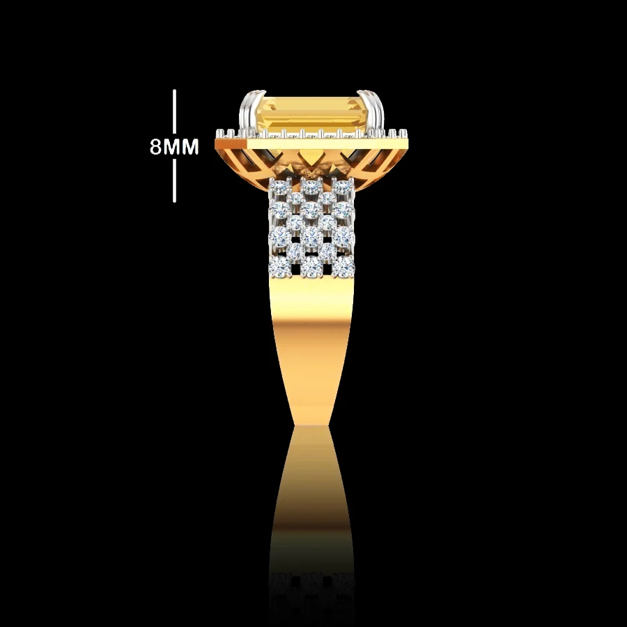 14 KT Natural Diamond Women Ring Natural Certified Yellow Sapphire Pukhraj Panchdhatu Rashi Ratan Astrological Purpose Ring For