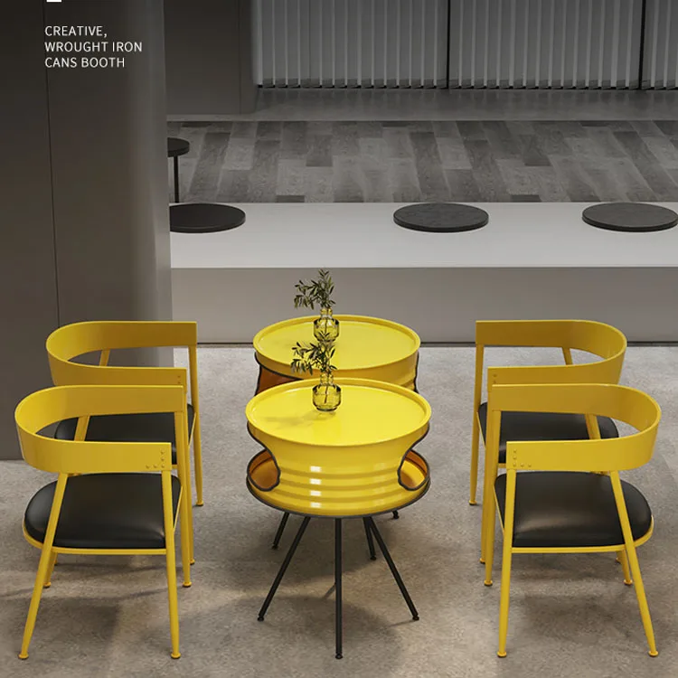 Industrial style restaurant bar table and chair combination cafe dining table and chairs rest area negotiation table
