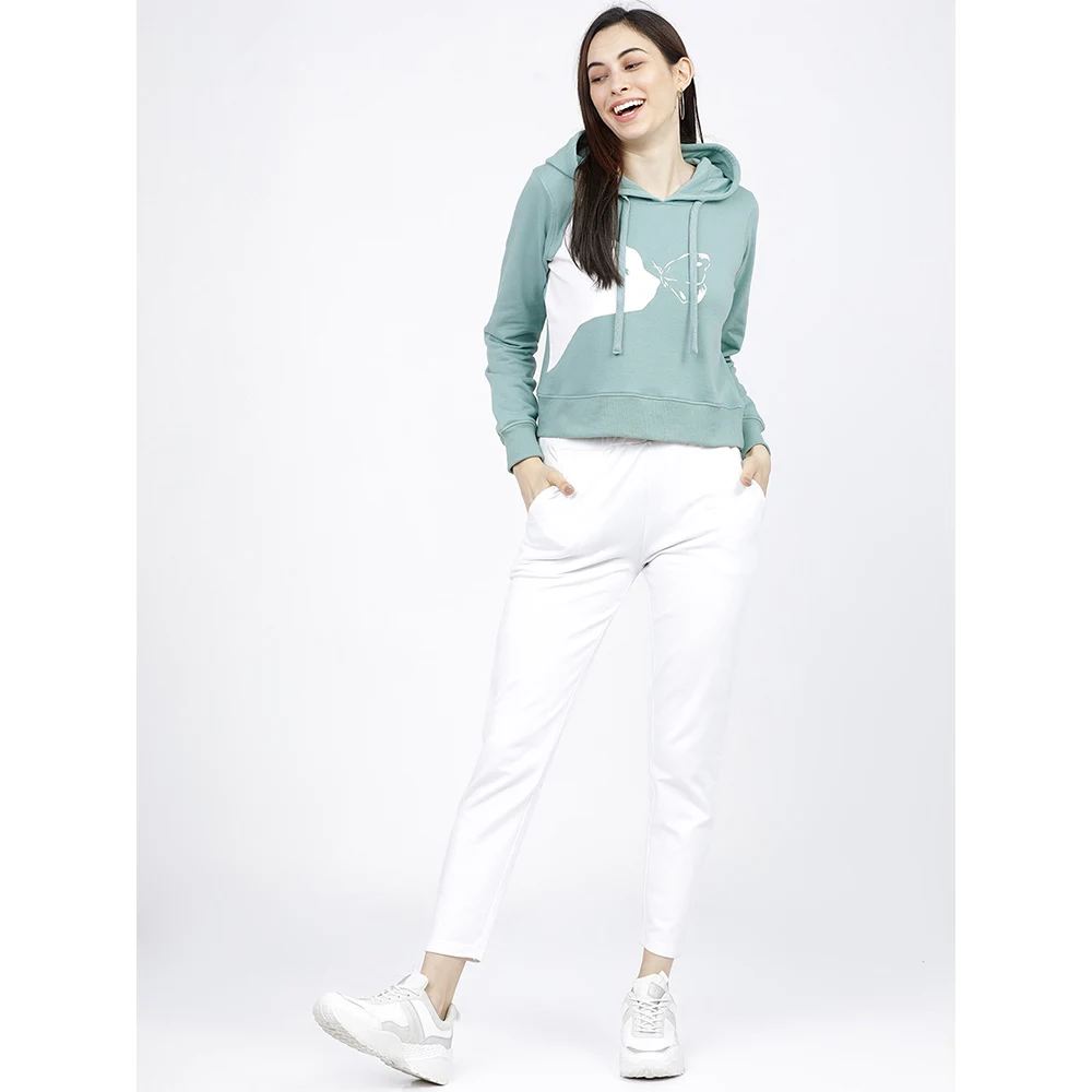 Hot Selling Casual 2 Piece Set Zip Up Cropped Hoodie & Jogger Pant Women Tracksuits New Stylish Cat Printed Sublimation Hoodies