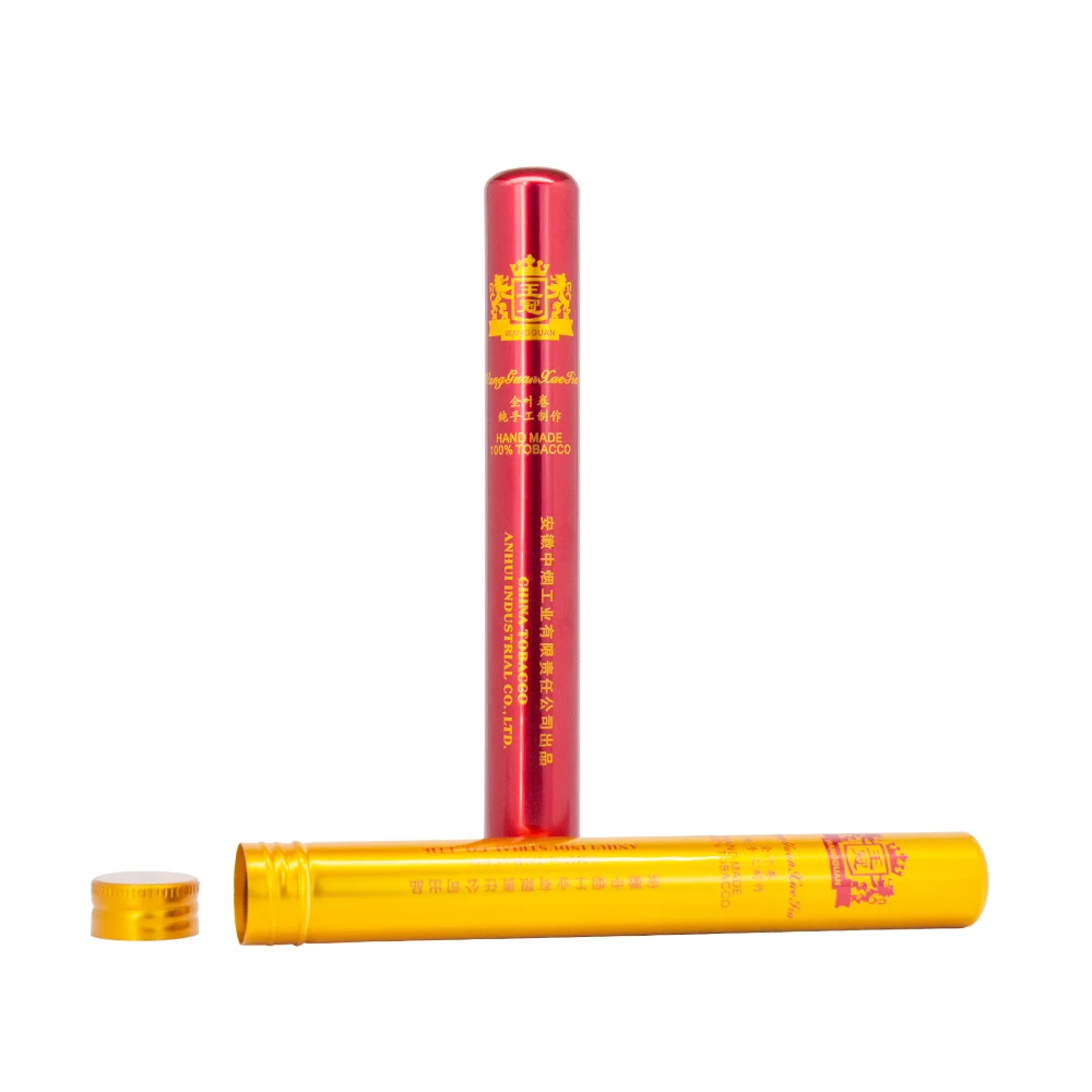 aluminium metal cigar accessories single cigar tube with lid