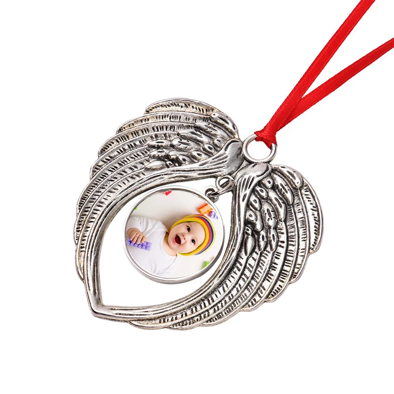 Sublimation Blank Metal Heat Transfer Coating Printable Photo Customized Angel wings Ornament