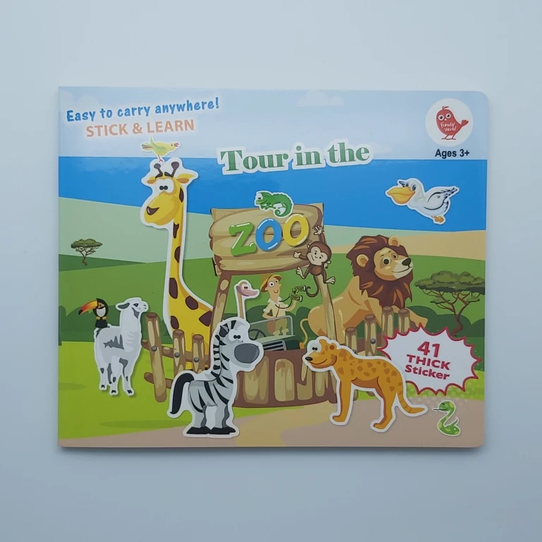 TOUR IN THE ZOO new hot sell washable reusable TPE sticker TPR silicon board game stick book for kids custom design