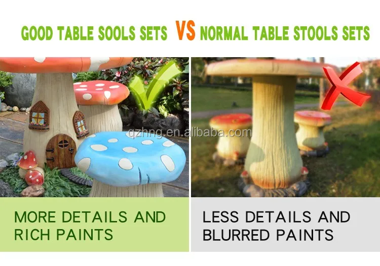 water proof color garden outdoor patio furniture kids cartoon characters mushroom concrete table and chairs for kids