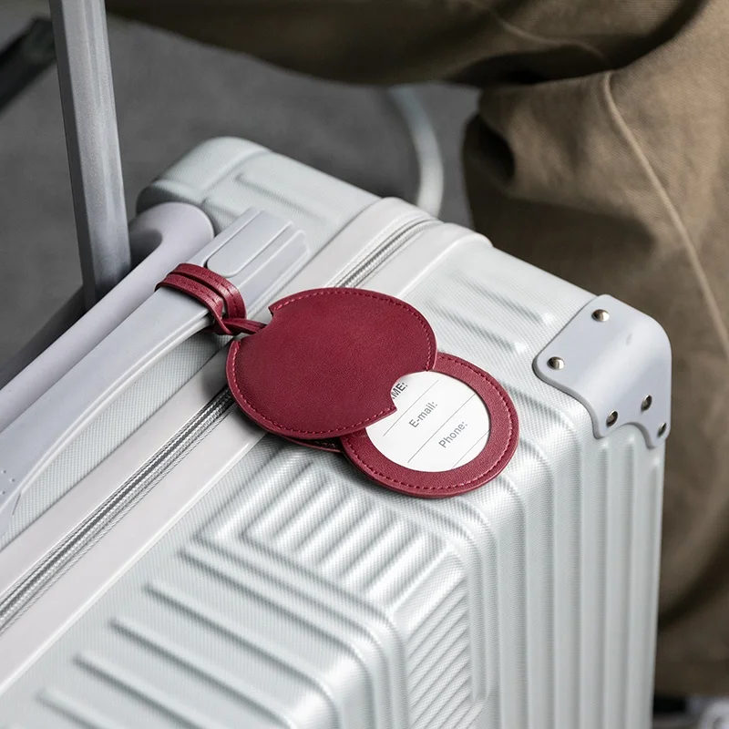 Elegant RFID Blocking Leather Travel ID Labels Suitcase Name Tags Lightweight Luggage Bag Tags
