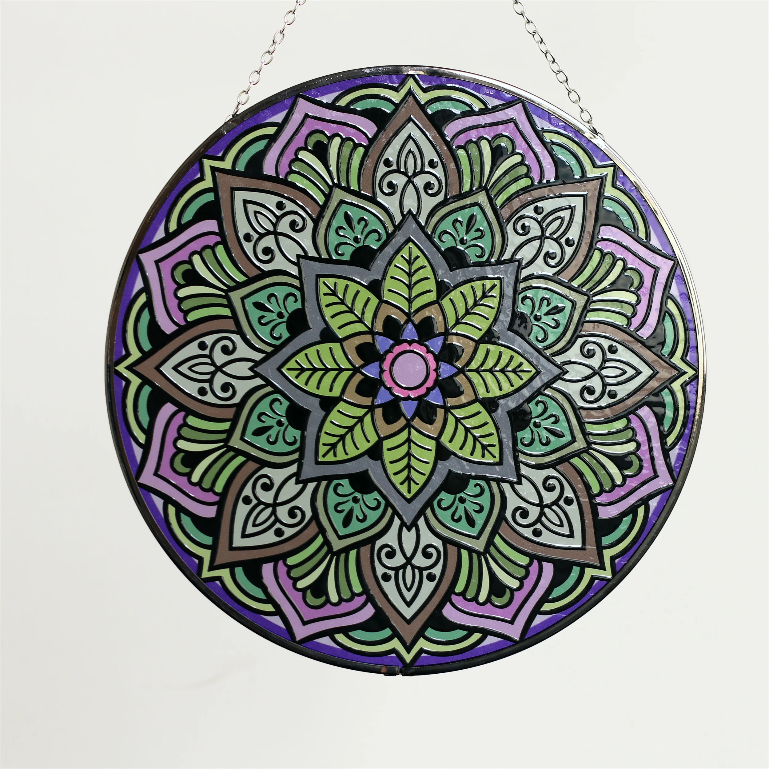 Vibrant Mandala Glass Sun Catcher - Perfect for Enhancing Natural Light in Your Home