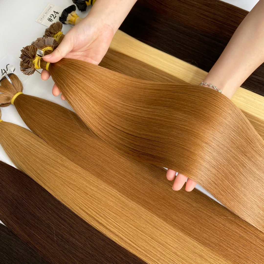 Wholesale European Human Hair Extensions 100 grams Keratin Bonds Flat Tip Human Hair Extensions