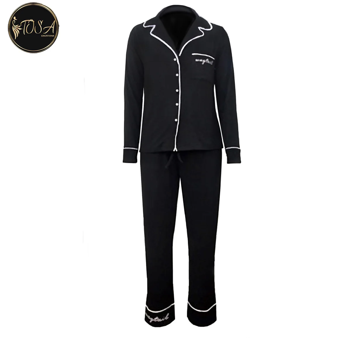 Hot Sale Full & Short Length Sleepwear Plus Size Two Pieces Pajama Set Customize Logo Nightwear with Pockets for all Season