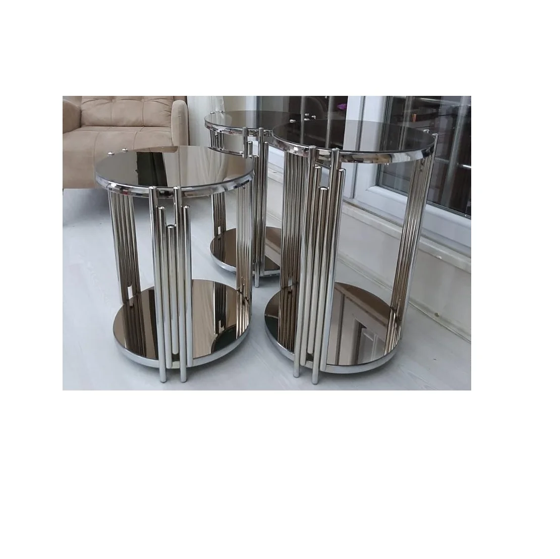 Coffee Tables Living Room Coffee Steel Black Gold Round Modern Luxury  Centre Coffee Tables Set Made in Turkey