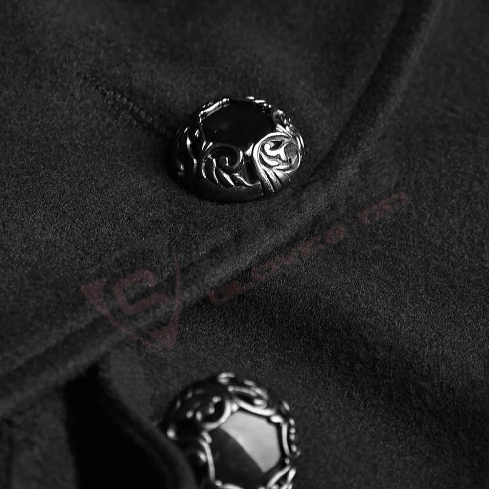 Fashion Hooded Black Winter Longed-Trench Women Breathable-Detachable Fur-Collar Gothic-Victorians Corset-Coat