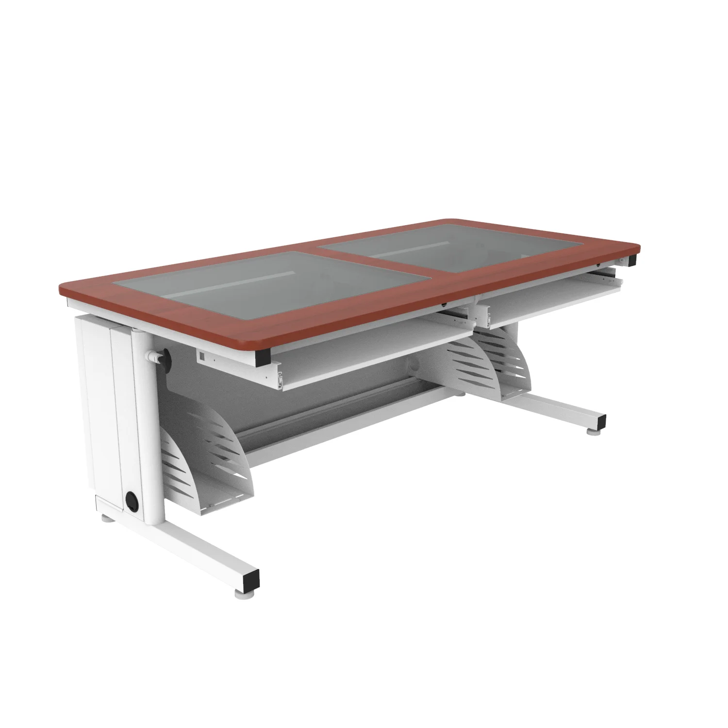 VersaDesk Downview Height-Adjustable Computer Table White/Cherry