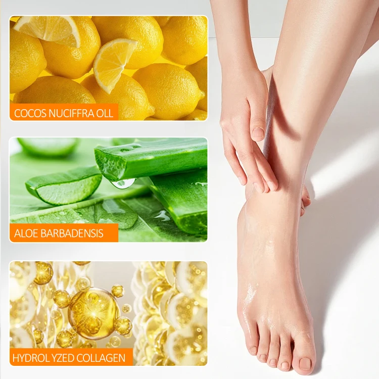 Wholesale Private Label Organic Removal Calluses Exfoliating Coconut Lemon Foot Peel Mask Peeling Nourishing Spa Peel Foot Mask