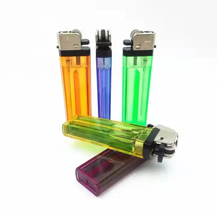 Factory Best Selling and Cheapest Price Style Plastic Flint Lighter Slant Disposable Gas Lighter in Solid Color