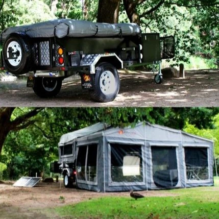 SEC Offroad Camper Trailer with Lockable Watermark Exterior Shower Box Foldable Extendable Tent Deluxe Powdercoat Kitchen