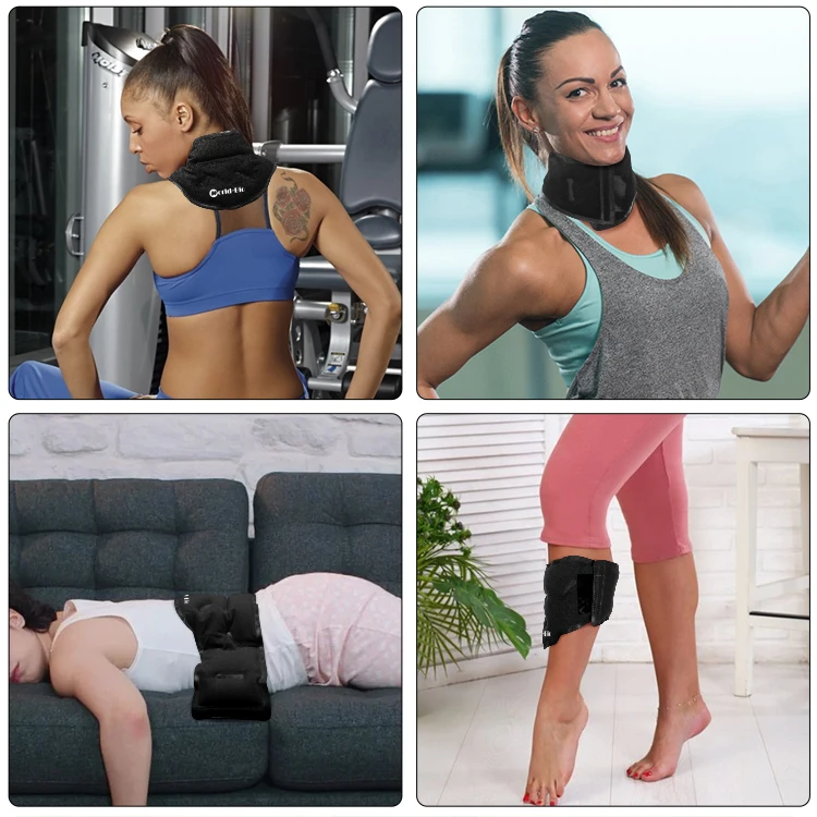 World-bio New Arrival Black Color Neck Ice Pack Wrap Cold Pack Compress Therapy for Pain  Injuries of Neck Lower Back