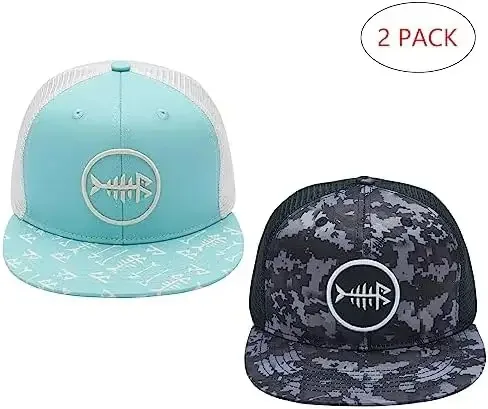 Pack Flat Brim Trucker Cap Adjustable Snapback Hat Mesh Back for Men Women Fishing Hunting Baseball Cap metal buckle